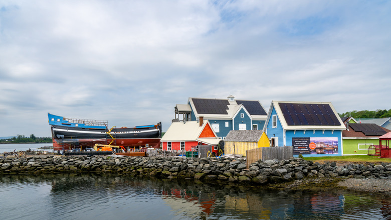 boathouses along the harbor of Pictou, Novia Scotia