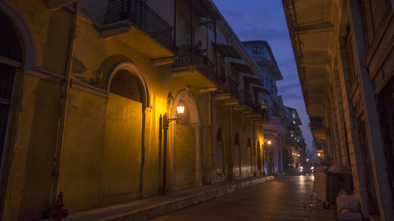 Streets of the Casco Viejo, Panama City, at sunset