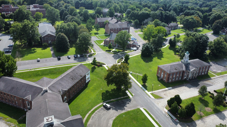 Aerial view of Fairfield hills campus in Newtown