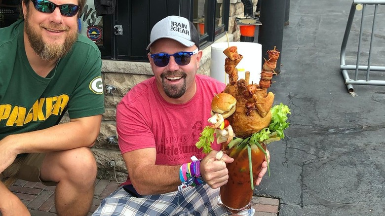 Bloody Mary with elaborate garnishes at Sobelman's in Milwaukee