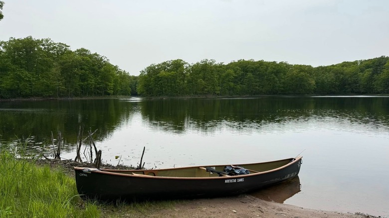 A canoe on the water near Birchwood, WI