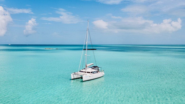 Boat in blue water near the Abacos