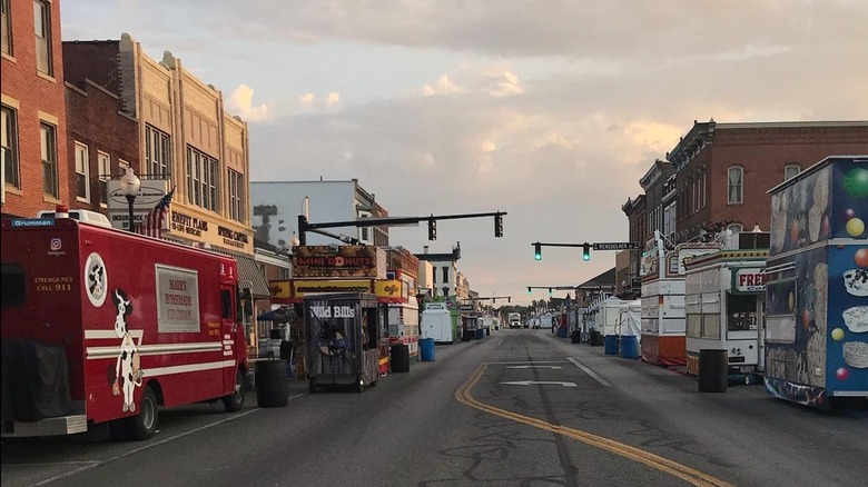 Food trucks lined up at the Bucyrus Bratwurst Festival in Ohio