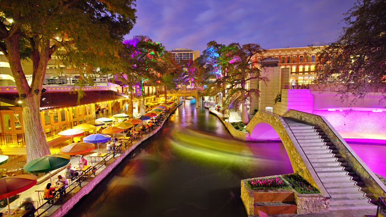 San Antonio River Walk at night