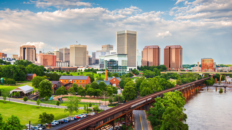 Downtown skyline of Richmond, Virginia featuring the James River