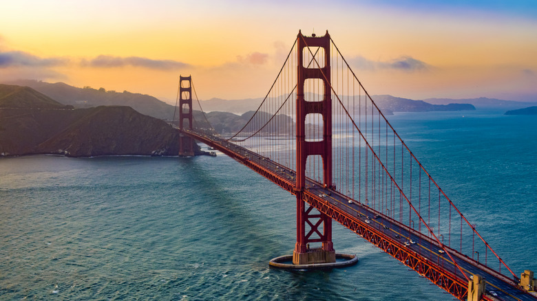Aerial view of the Golden Gate Bridge in San Francisco, California