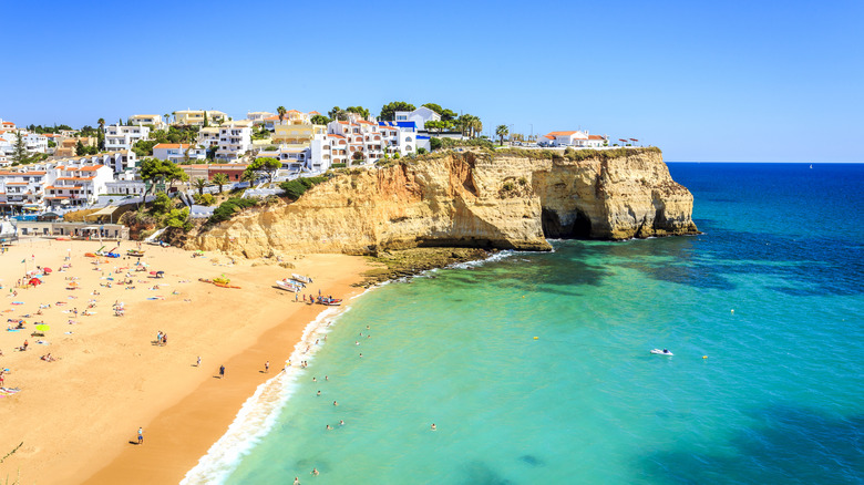 The city of Carvoeiro on coastal cliffs in the Algarve, Portugal