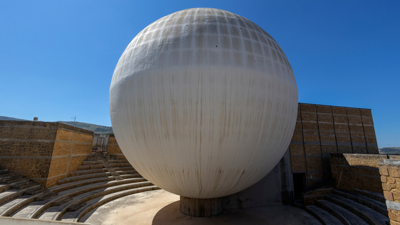 The spherical Mother Church of Gibellina, Sicily, on a clear day