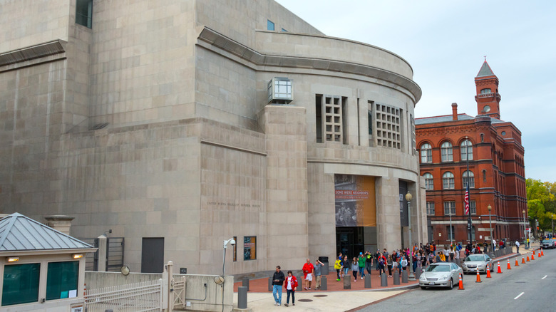 Crowds outside the United States Holocaust Memorial Museum