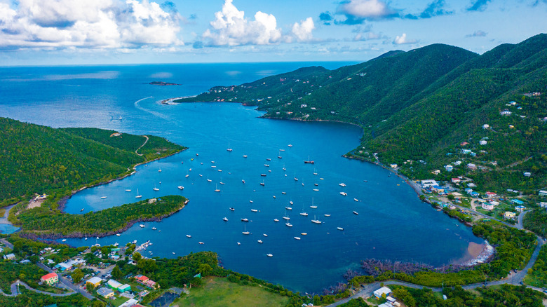 Aerial view of Coral Bay Harbor, St. John