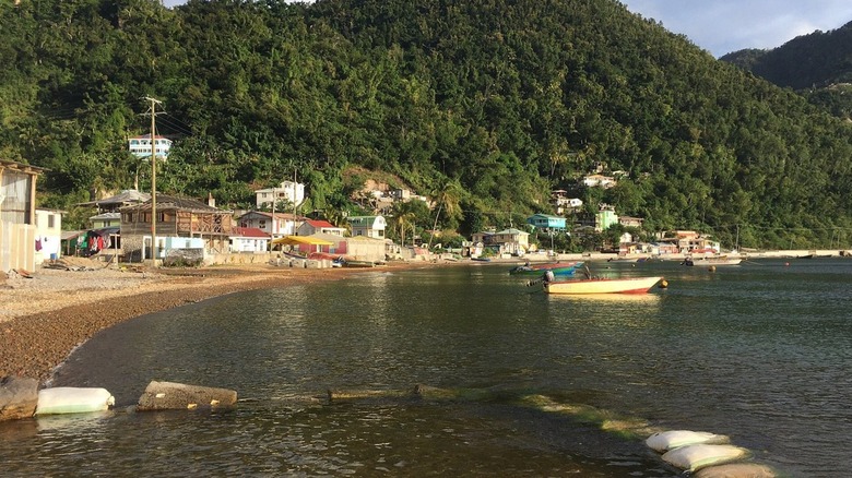 A sandbagged section of the beach creates a spa-like effect at Bubble Beach, Dominica