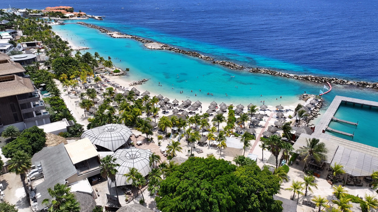 Aerial view of Willemstad and beaches