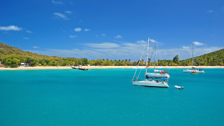 Boats off the coast of Canouan
