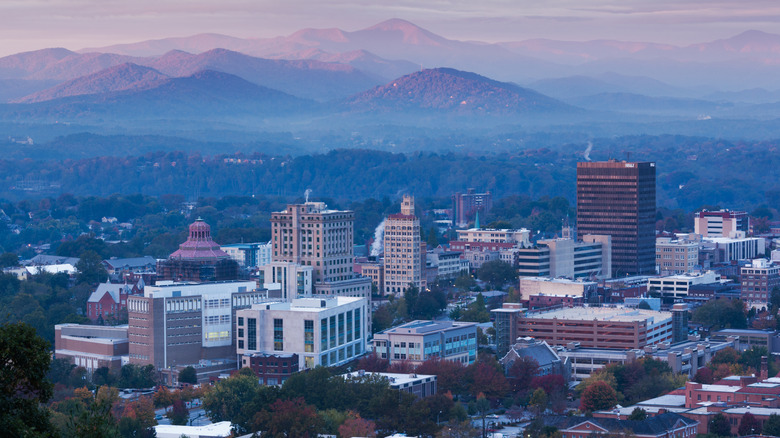 Aerial view of the Asheville skyline