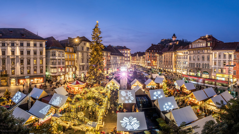 A view of the Christmas market in Graz, Austria