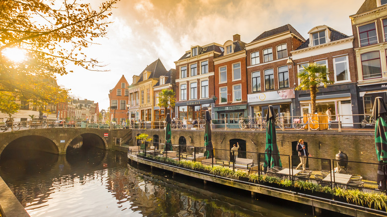 Central canal in Leeuwarden, Netherlands