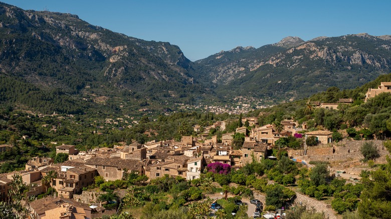 Panoramic view of Fornalutx and Serra de Tramuntana