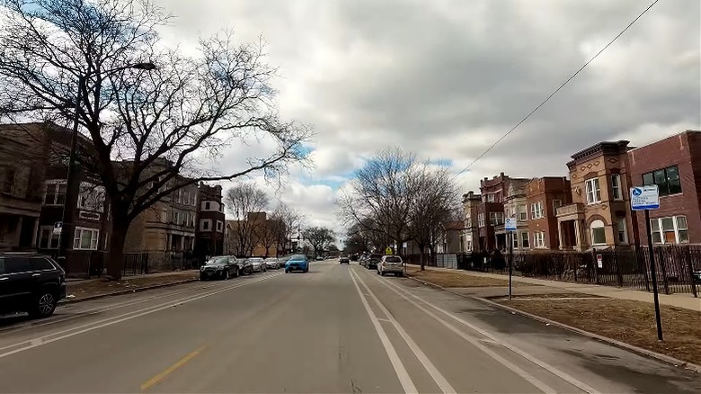 Street in West Garfield Park lined with brick buildings