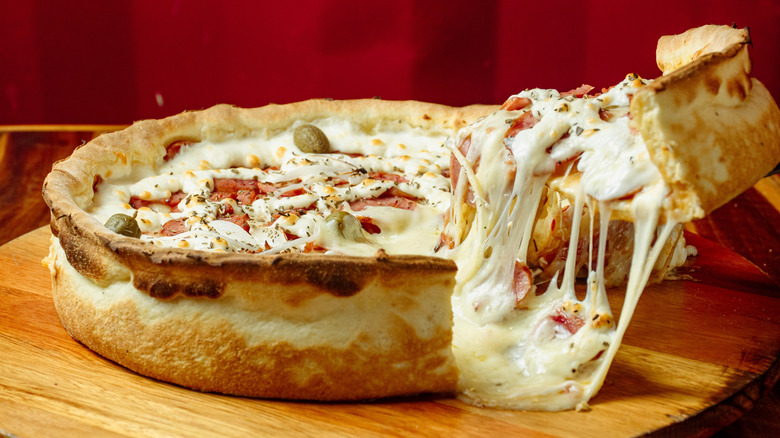 Chicago-style deep dish pizza