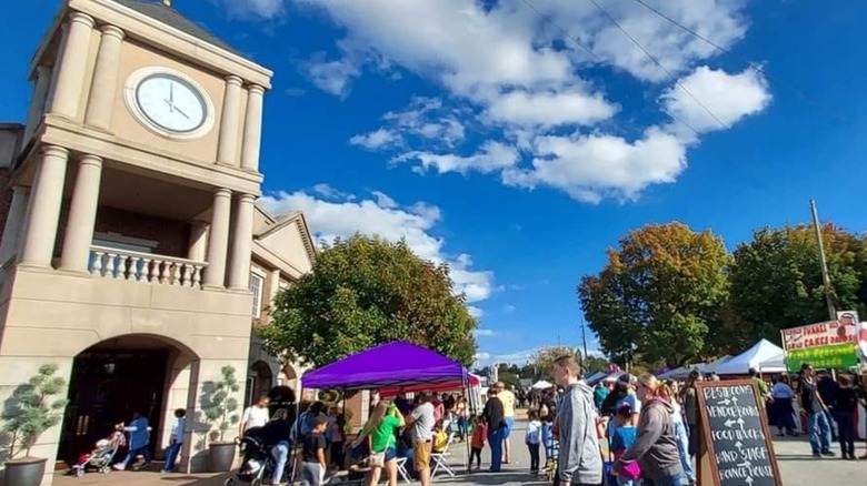 Gibsonville downtown with crowds attending the annual Fall Festival
