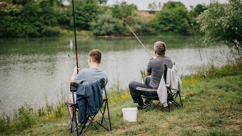 Father and son fishing