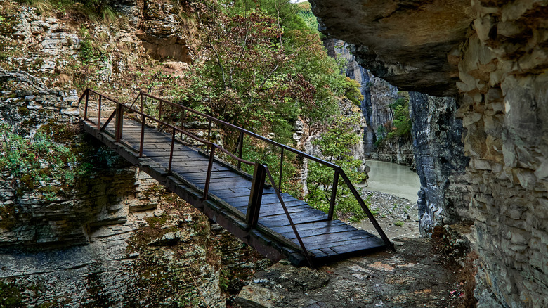 A bridge connecting trails in the Osumi Canyon