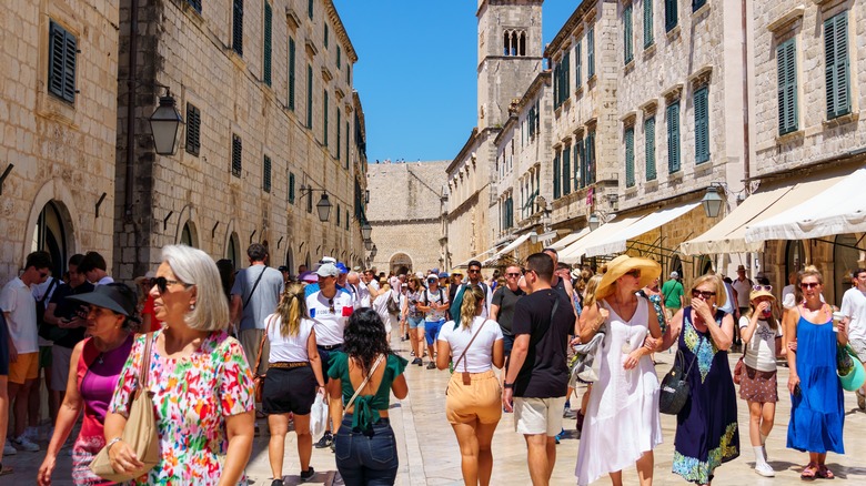 crowded street in Croatia