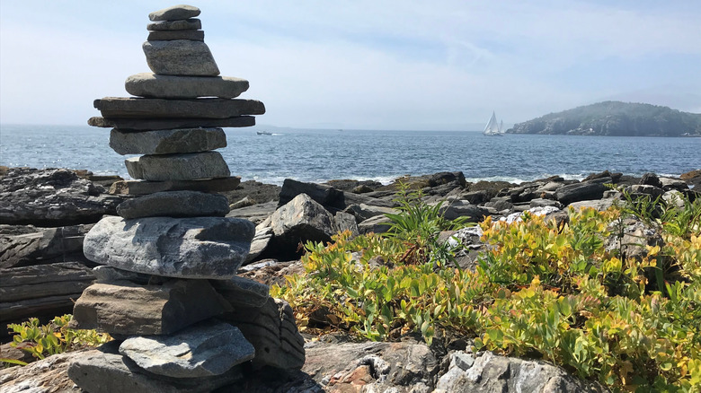 Rock tower on Peaks Island