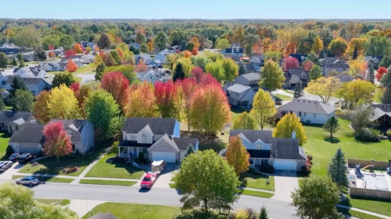 Aerial show view of Leo-Cedarville, Indiana