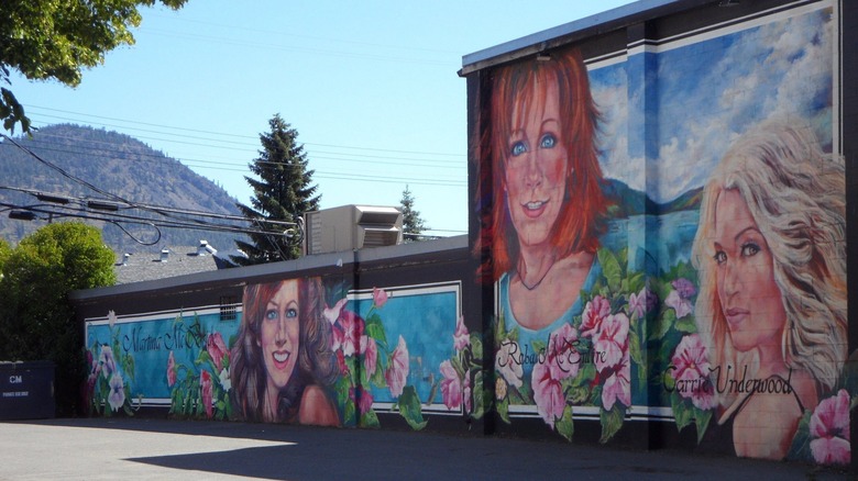 murals of country music singers in downtown Merritt, Canada
