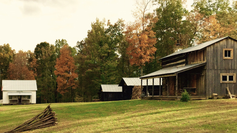 Buildings at the Calhoun County Heritage Village in fall