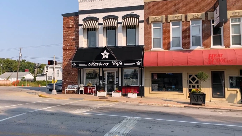 An outside shot of Mayberry Cafe in Danville, Indiana.