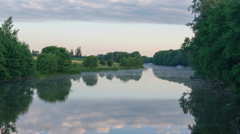 Panoramic view of the Great Chazy River in upstate New York