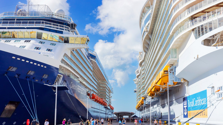 Two cruise ships docked in Nassau