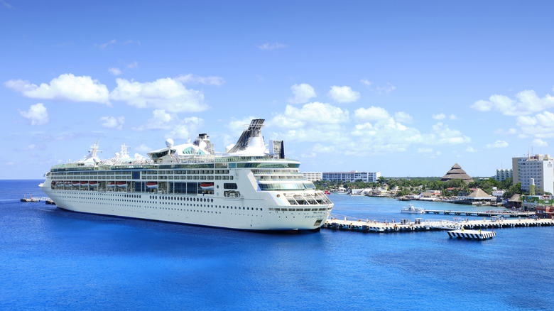 Cruise ship on the coast in Cozumel, Mexico