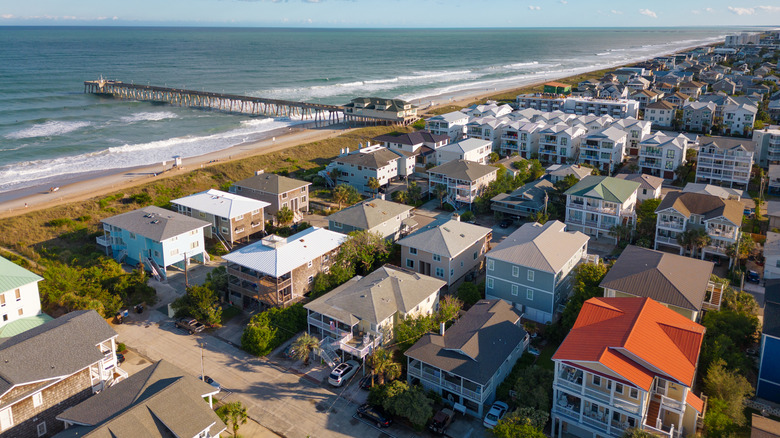Aerial landscape of Wrightsville Beach in North Carolina