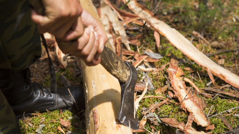 Man chopping firewood