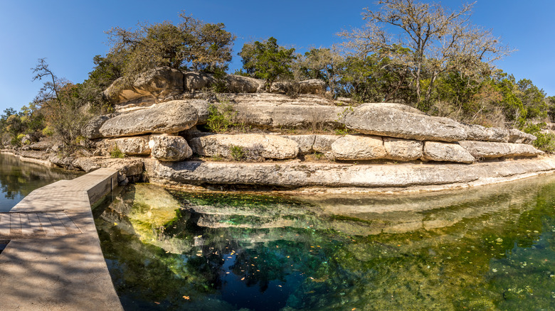 A view of The Jacob's Well watering hole from the edge