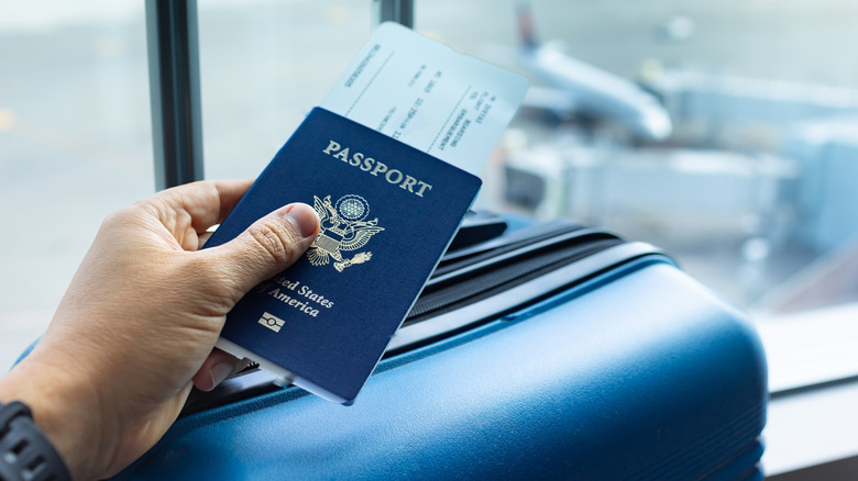 Traveler with US passport at the airport