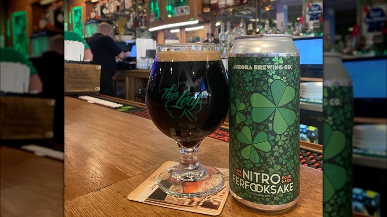 Nitro beer in glass at Cloverleaf Tavern