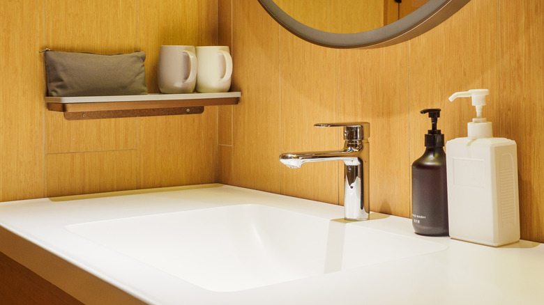 Hotel room sink and faucet