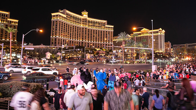 Busy and crowded Las Vegas strip at night