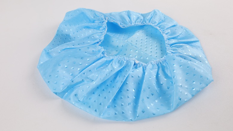 Blue shower cap