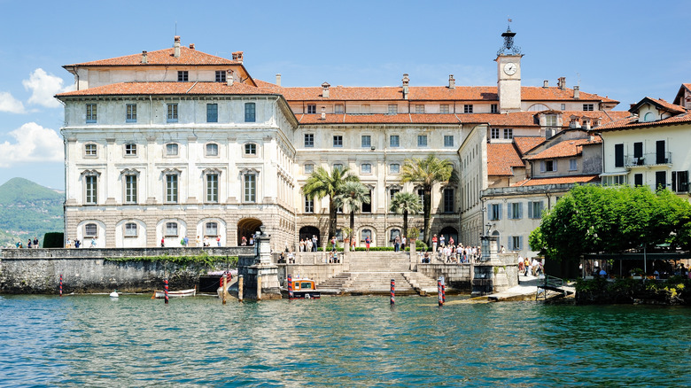 boat dock in front of Palazzo Borromeo on Isola Bella