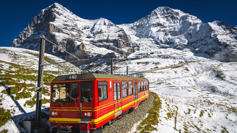 Train runs through Jungfrau region of Switzerland
