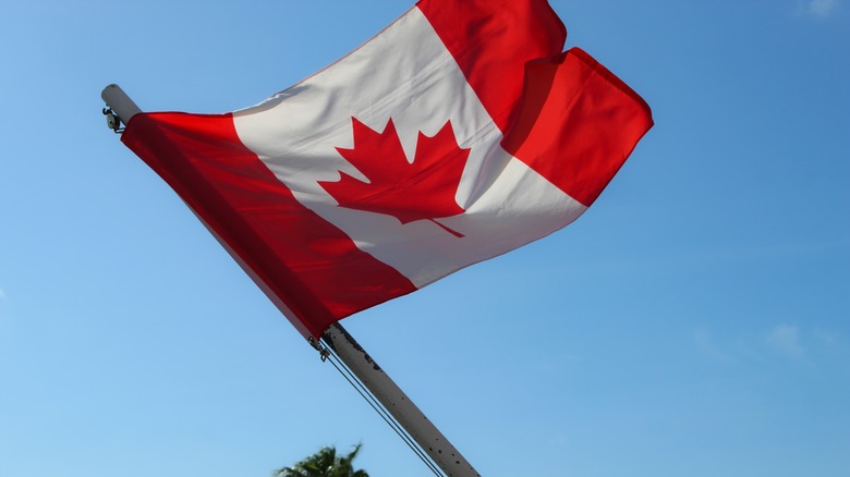 Canadian flag blowing in the wind