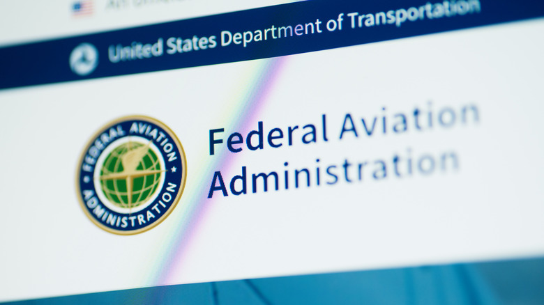 A banner on the FAA website