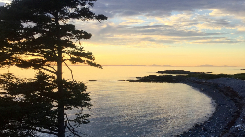 A small beach on Matinicus Isle, Maine during sunset