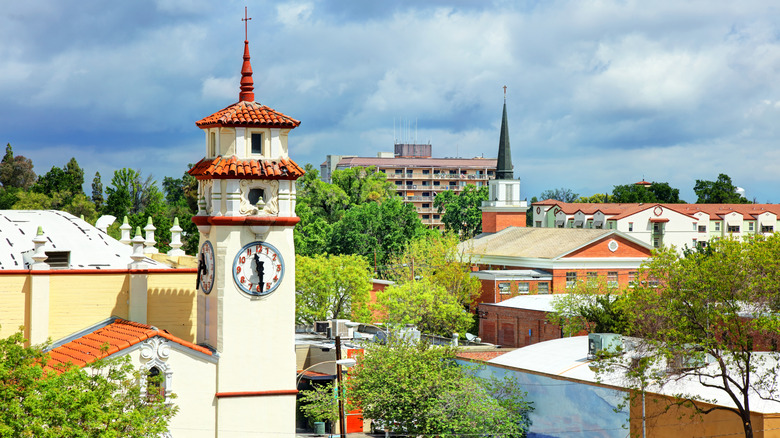 An elevated view of downtown Visalia, California