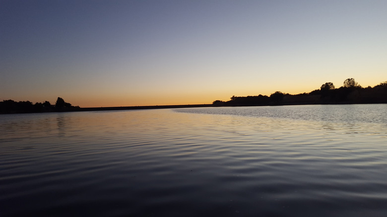 Sunset over Lake Amador, facing the dam